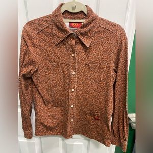 Roxy 100% cotton Women’s Orange Floral Button Down Long Sleeve Shirt Size M